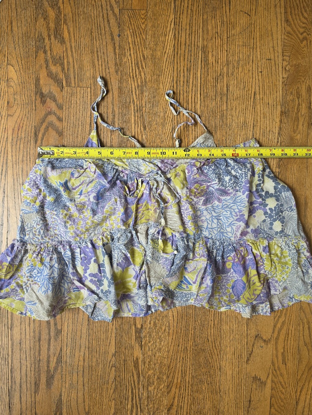 By Anthropology Floral Raw Hem Camisole In Purple and Yellow Size L - Picture 7 of 8
